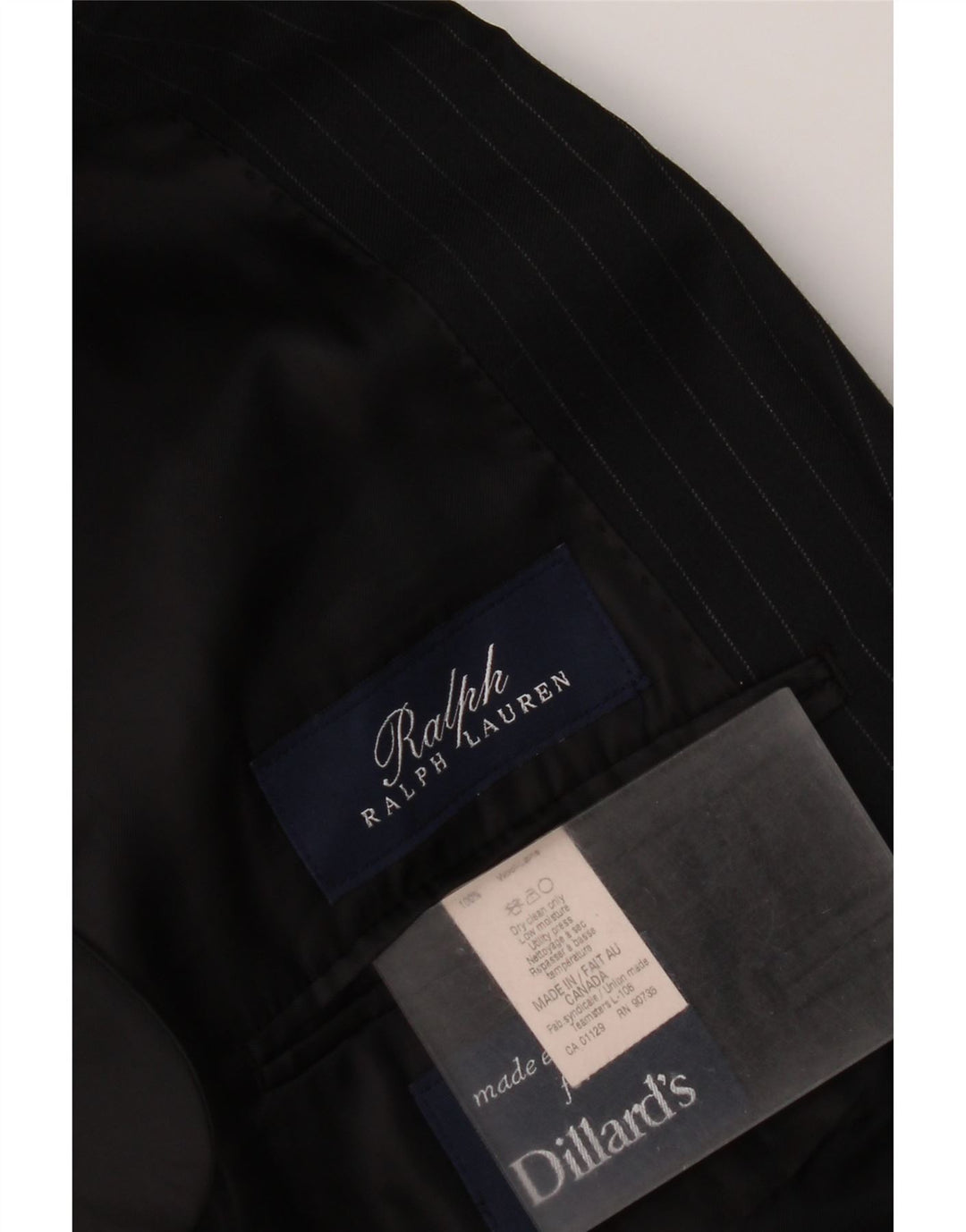 Jaqueta Blazer Masculina Ralph Lauren com 2 Botões Reino Unido 40 Lã Risca de Giz Preta Média