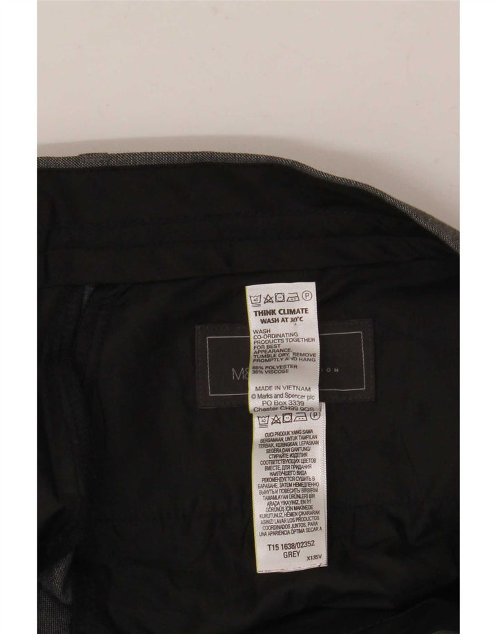 Calça masculina de terno reto Marks & Spencer sob medida W32 L33 cinza