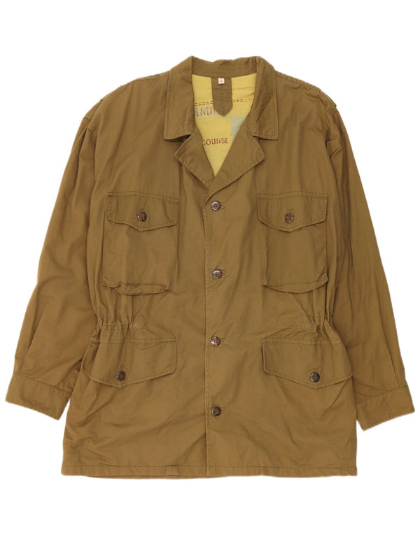 Jaqueta utilitária masculina vintage Reino Unido 40 algodão cáqui grande