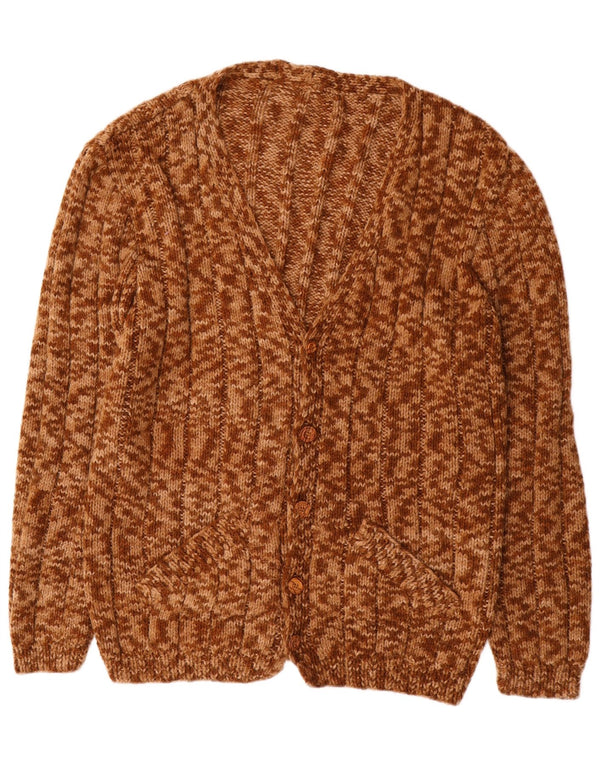 Suéter Cardigan Masculino Vintage XL Marrom Salpicado