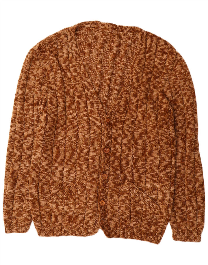Suéter Cardigan Masculino Vintage XL Marrom Salpicado