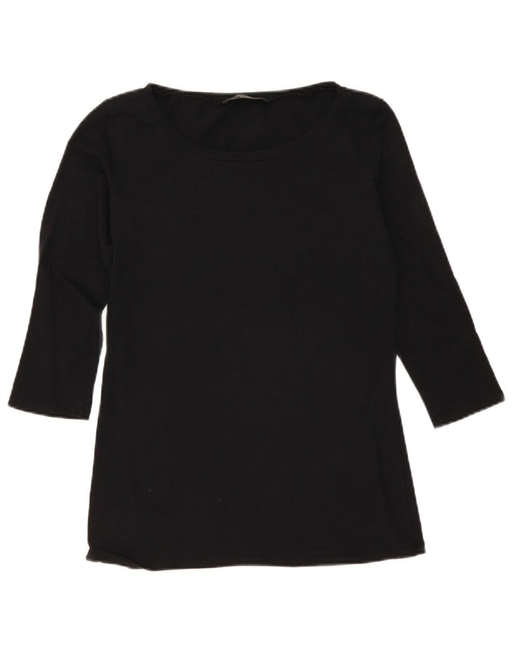 Top de fim de semana feminino Max Mara manga 3/4 Reino Unido 12 médio preto