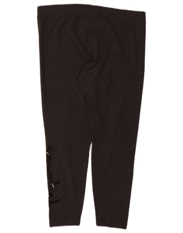 Leggings femininas Marks & Spencer Reino Unido 18 XL cinza floral algodão