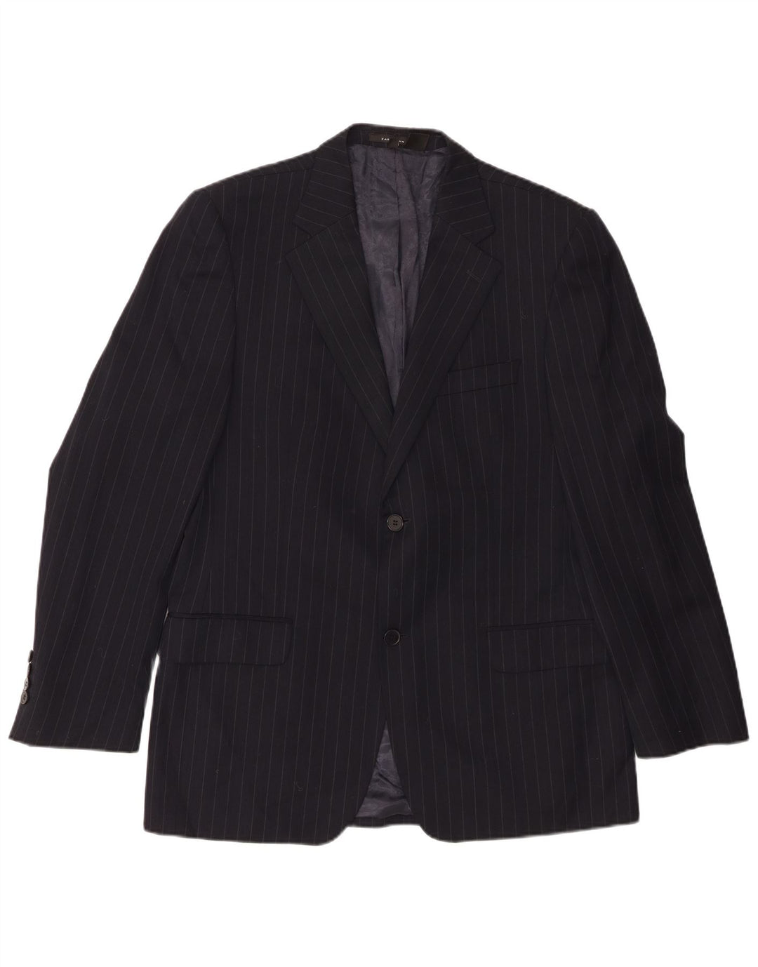 Jaqueta blazer masculina Zara com 2 botões EU 50 lã listrada preta média