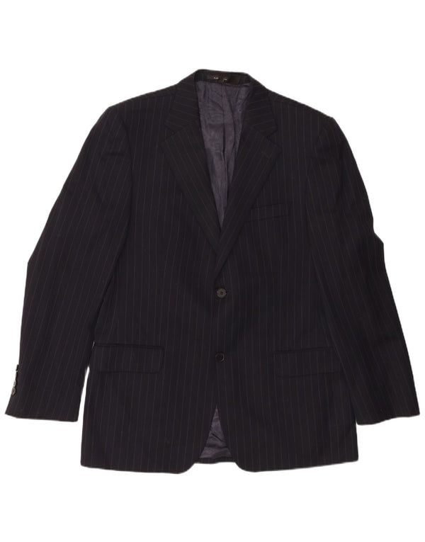 Jaqueta blazer masculina Zara com 2 botões EU 50 lã listrada preta média