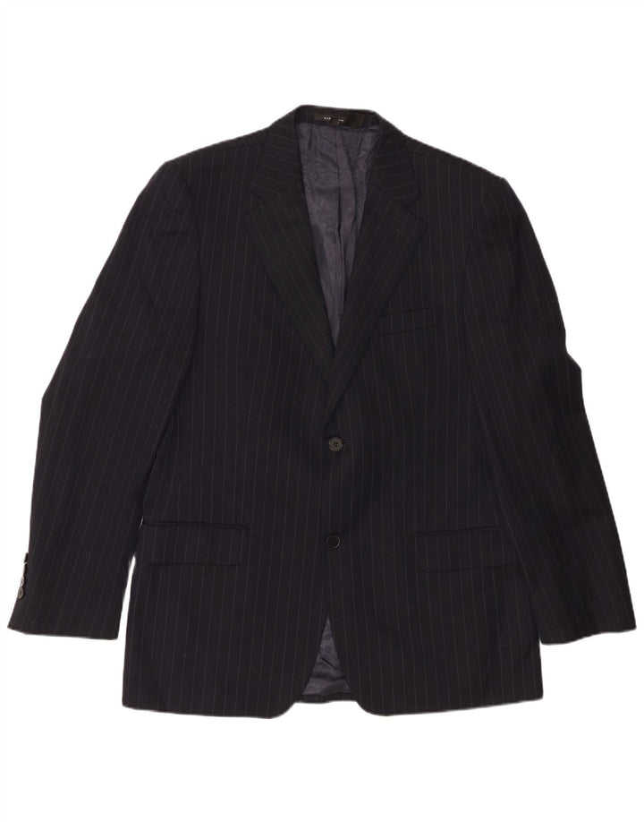 Jaqueta blazer masculina Zara com 2 botões EU 50 lã listrada preta média