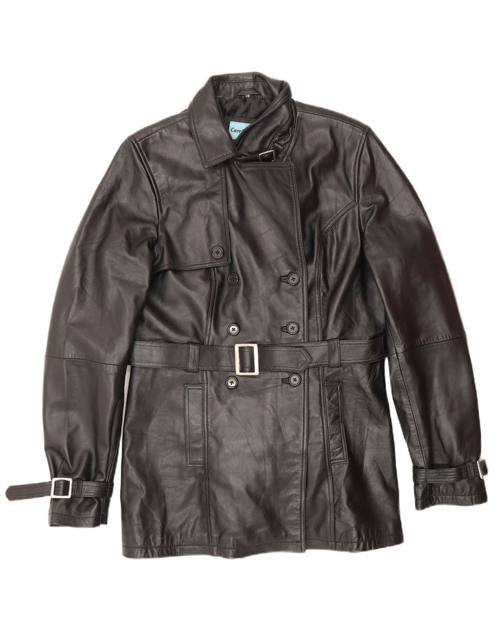 Jaqueta feminina CARRIE HOXTON com peito duplo Reino Unido 18 XL couro preto