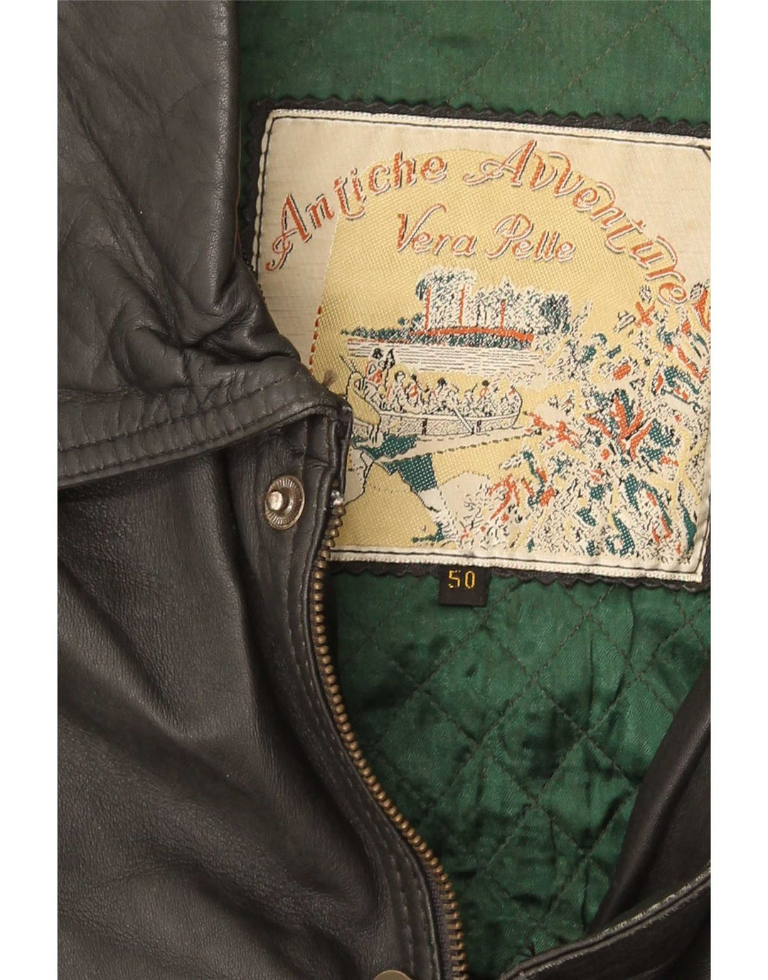 Jaqueta de couro masculina vintage IT 50 grande couro preto