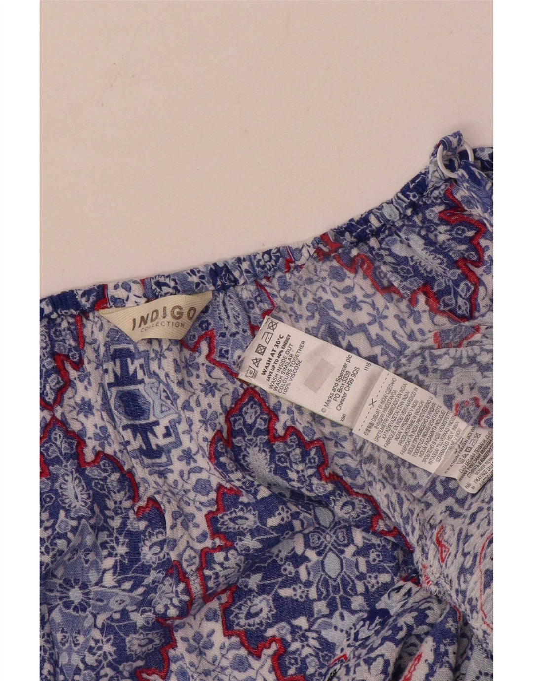 Marks & Spencer Top feminino índigo sem ombro Reino Unido 14 grande azul floral