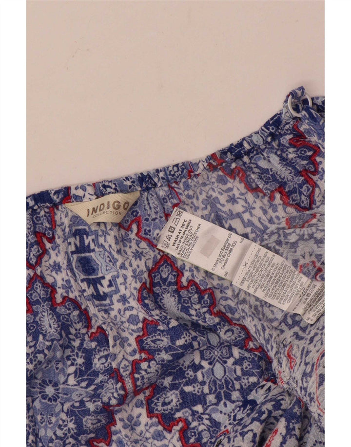 Marks & Spencer Top feminino índigo sem ombro Reino Unido 14 grande azul floral