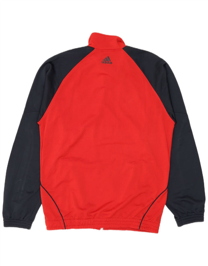 Adidas Mens Tracksuit Top Jacket UK 38/40 Médio Vermelho Colorblock Poliéster