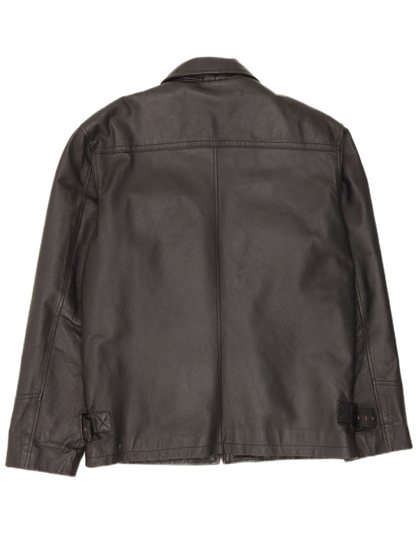 Jaqueta de couro masculina vintage IT 48 couro preto médio