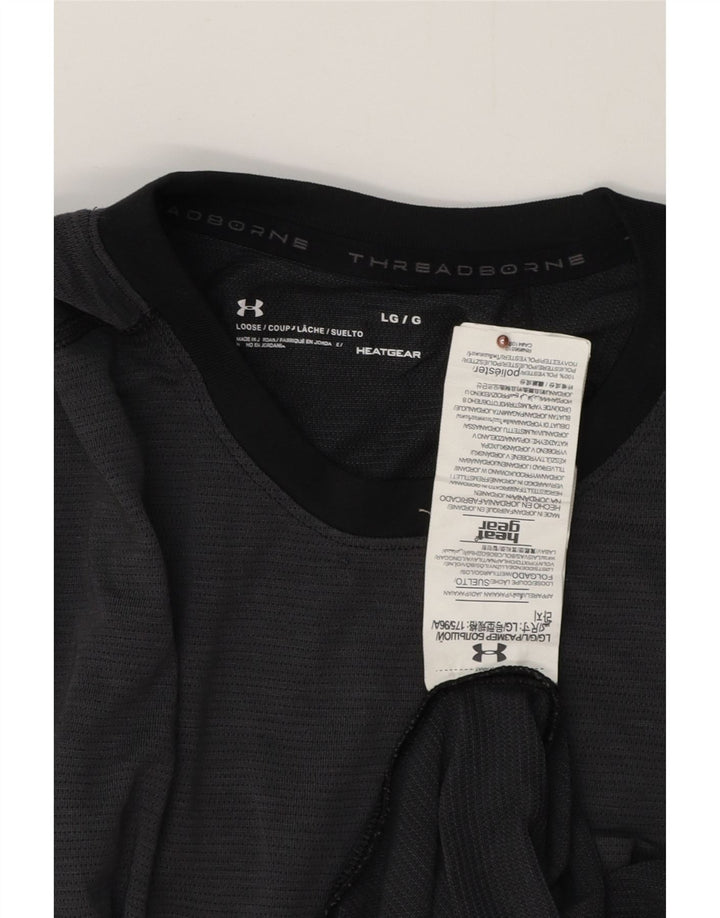 Under ARMOR Mens Heat Gear Top Manga Longa Grande Poliéster Cinza