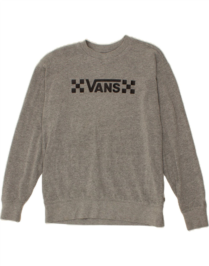 VANS Womens Graphic Oversized Sweatshirt Jumper UK 6 XS Grey Cotton Vintage Vans and Second-Hand Vans from Messina Hembry 