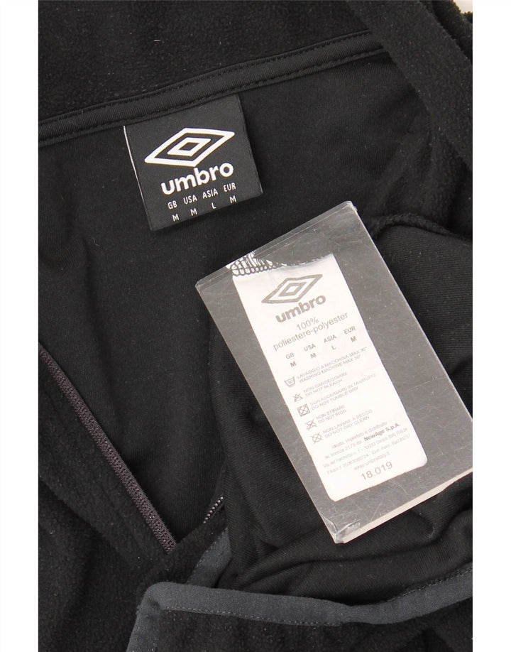 Suéter de lã masculino Umbro com zíper e gola média poliéster preto