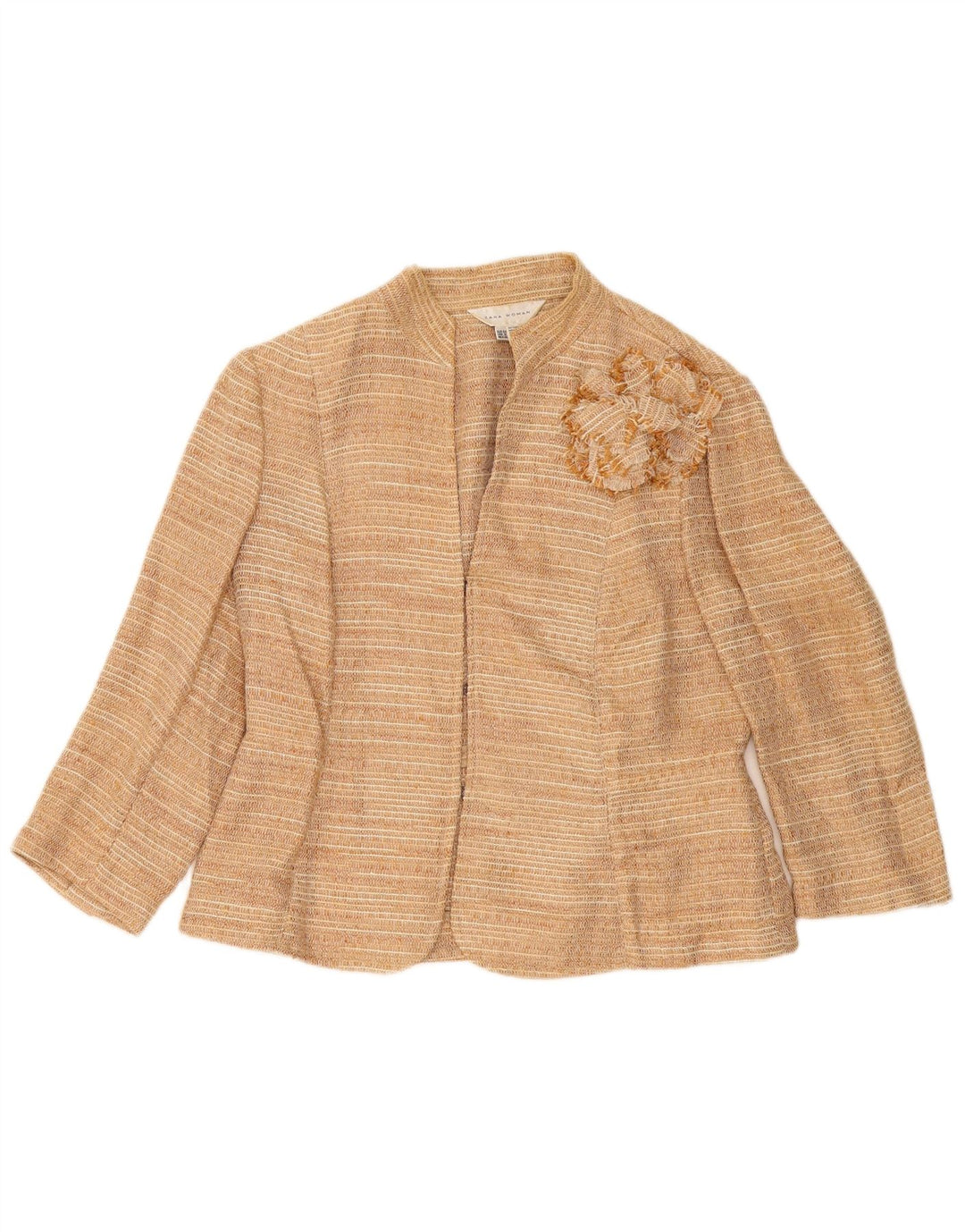 Jaqueta blazer feminina Zara manga 3/4 EU 44 XL linho bege