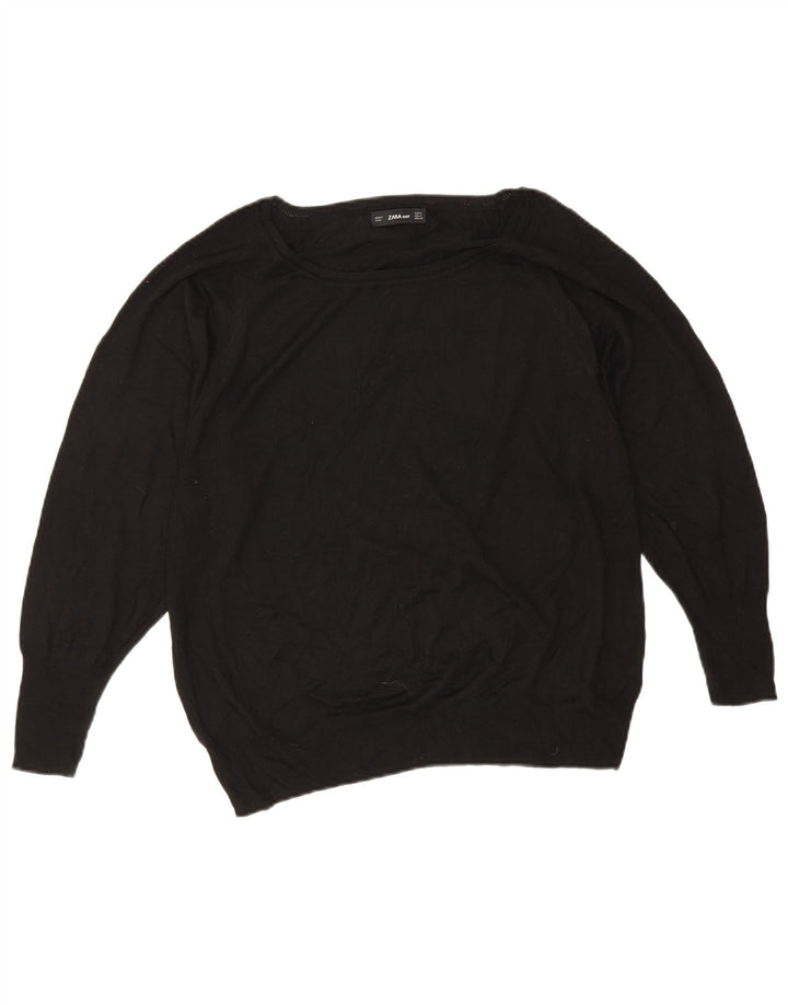 Zara Suéter feminino oversized com gola canoa Reino Unido 14 médio preto