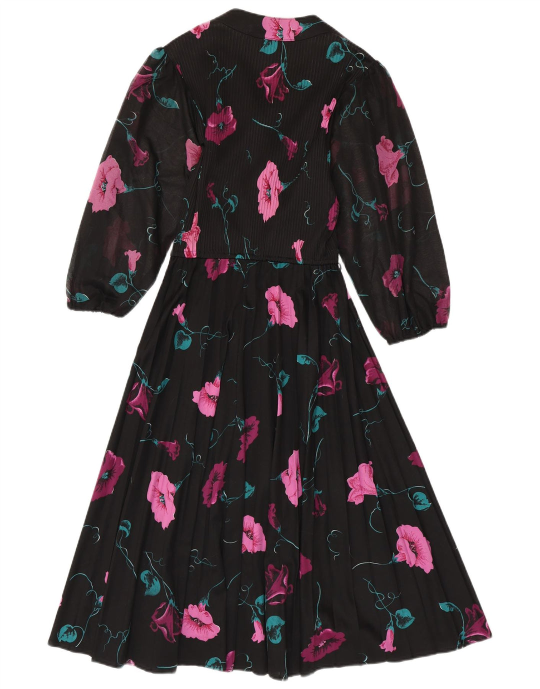 C&A Vestido maxi feminino manga 3/4 EU 40 poliéster floral preto médio