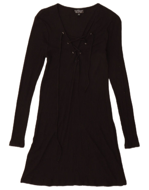 Vestido feminino Topshop Petite Jumper Reino Unido 8 pequeno preto viscose