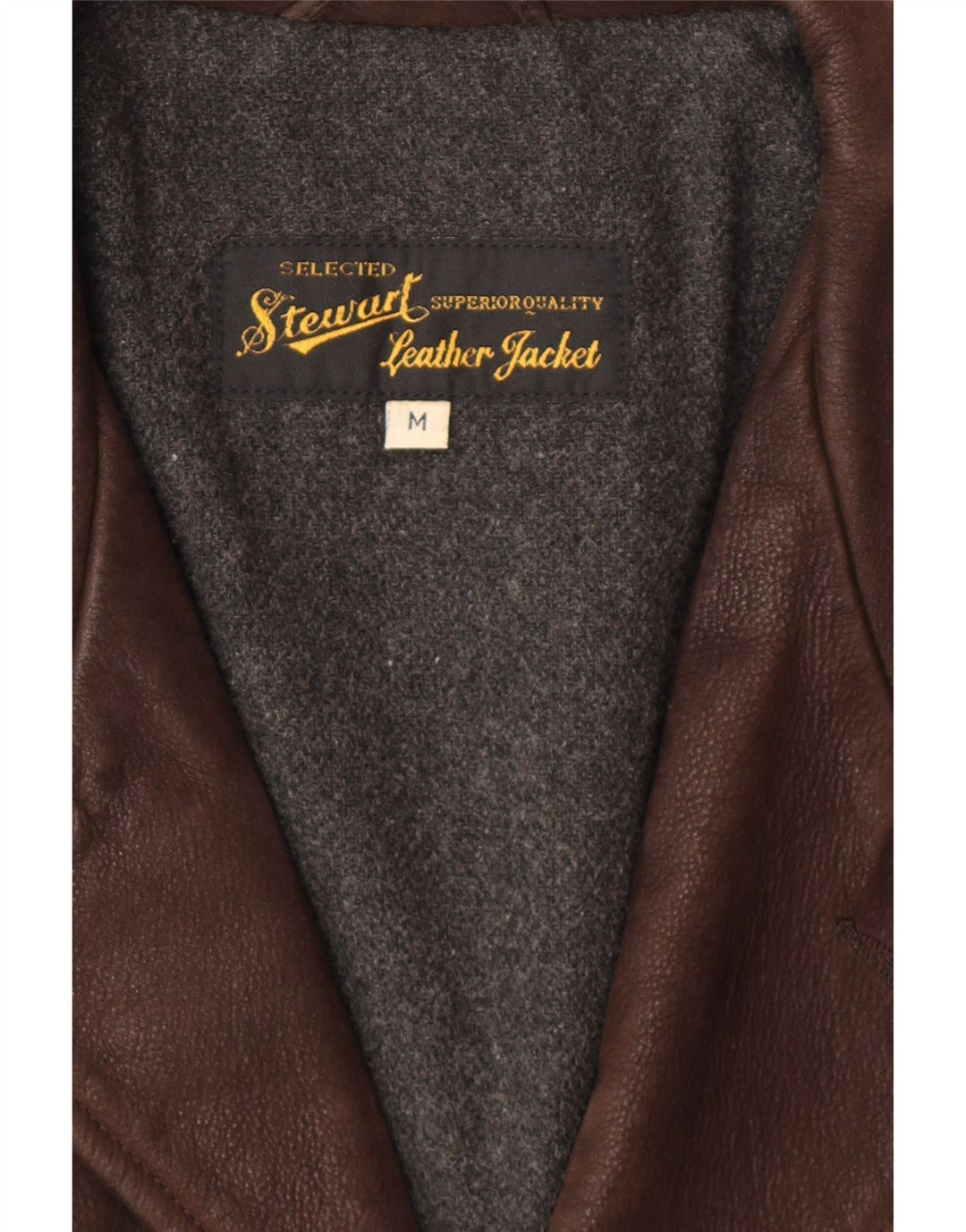 Jaqueta de couro masculina STEWART Reino Unido 38 couro marrom médio