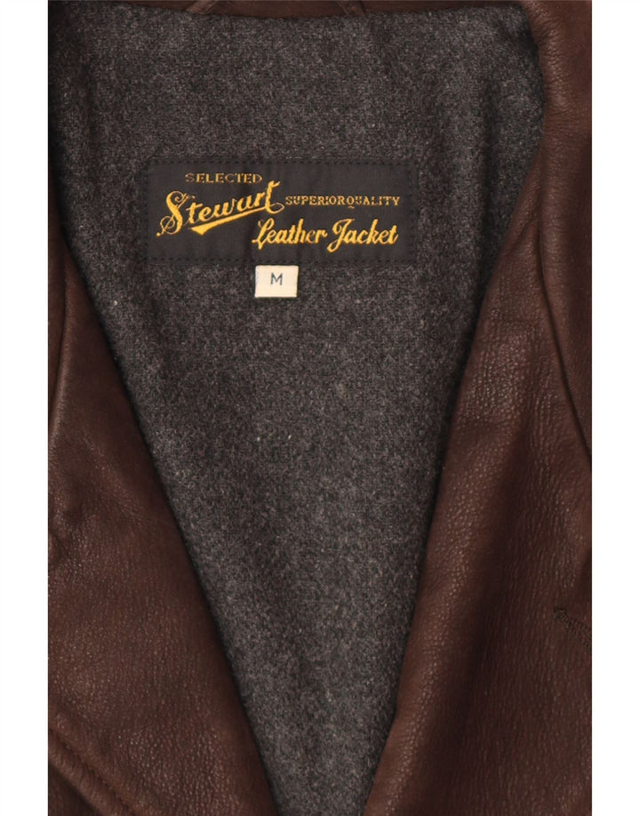 Jaqueta de couro masculina STEWART Reino Unido 38 couro marrom médio