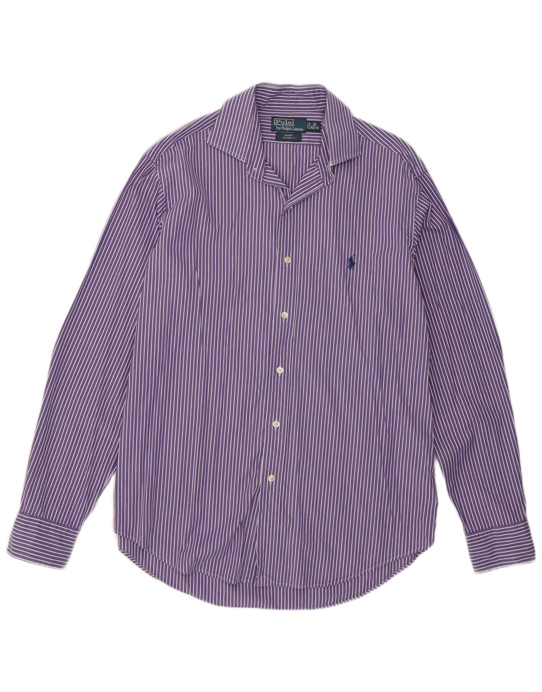 Camisa masculina Polo Ralph Lauren Regent tamanho 16 grande algodão listrado roxo