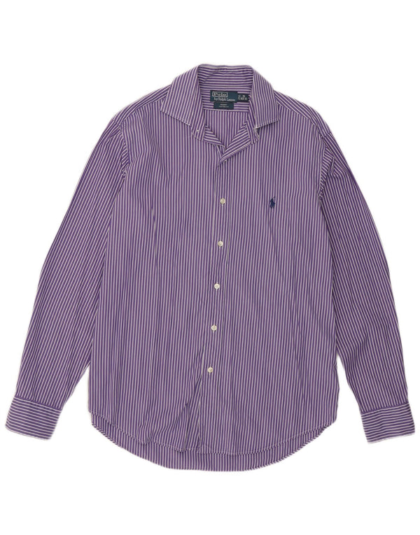 Camisa masculina Polo Ralph Lauren Regent tamanho 16 grande algodão listrado roxo
