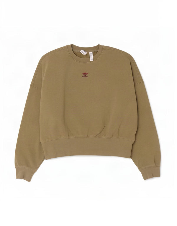 Adidas feminino gráfico oversized moletom jumper reino unido 6 xs cáqui algodão