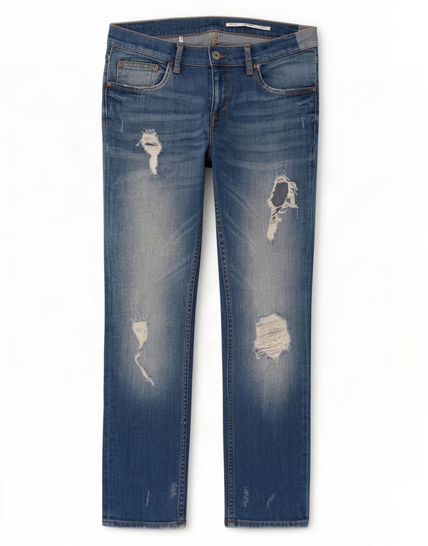 Zara Jeans femininos desgastados slim EU 36 XS W26 L25 Azul