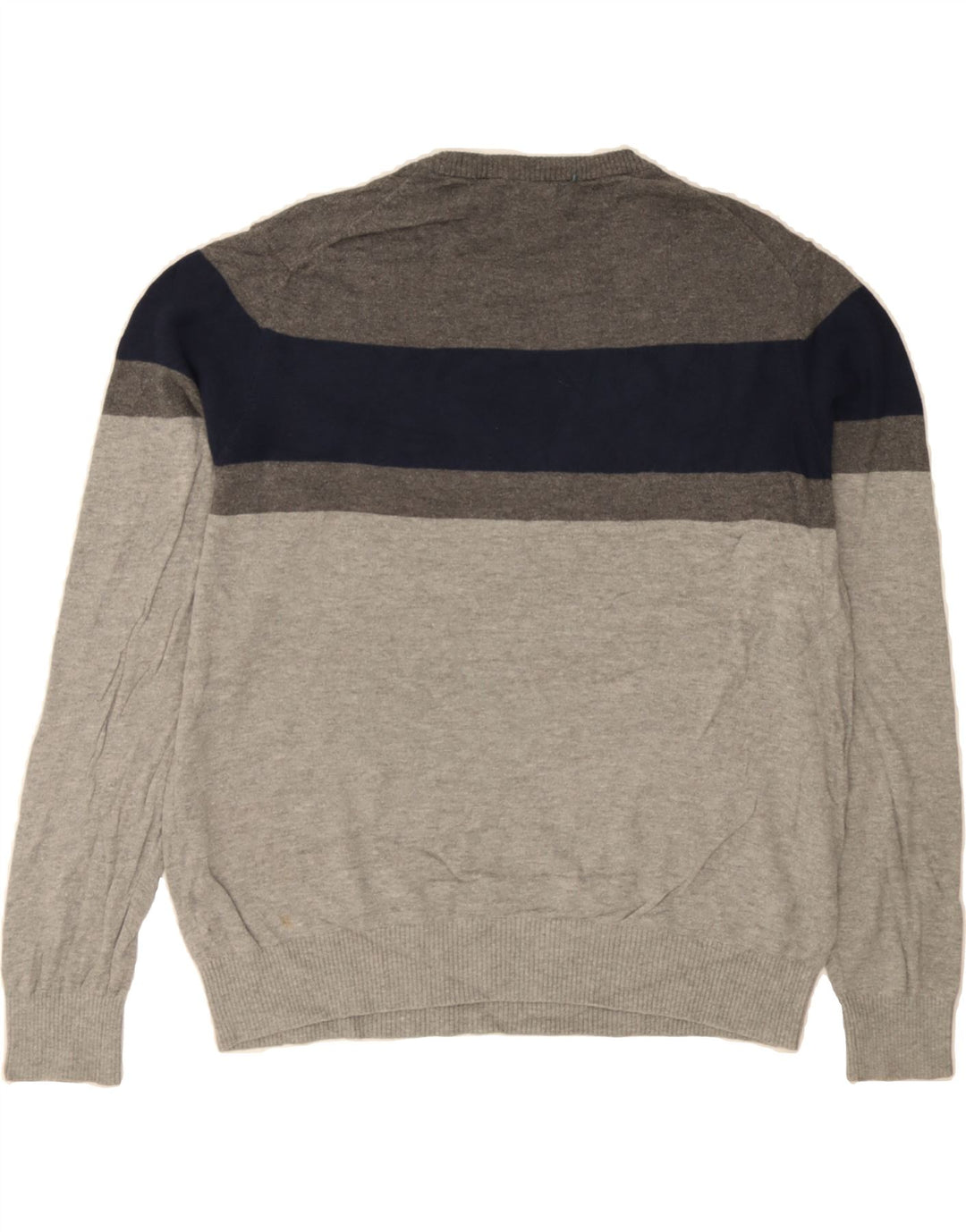 IZOD Mens Crew Neck Jumper Sweater Large Grey Colourblock Cotton Vintage Izod and Second-Hand Izod from Messina Hembry 