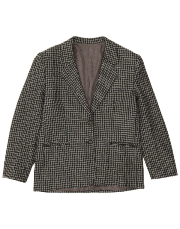 Jaqueta blazer feminina vintage com 2 botões IT 46 grande cinza houndstooth
