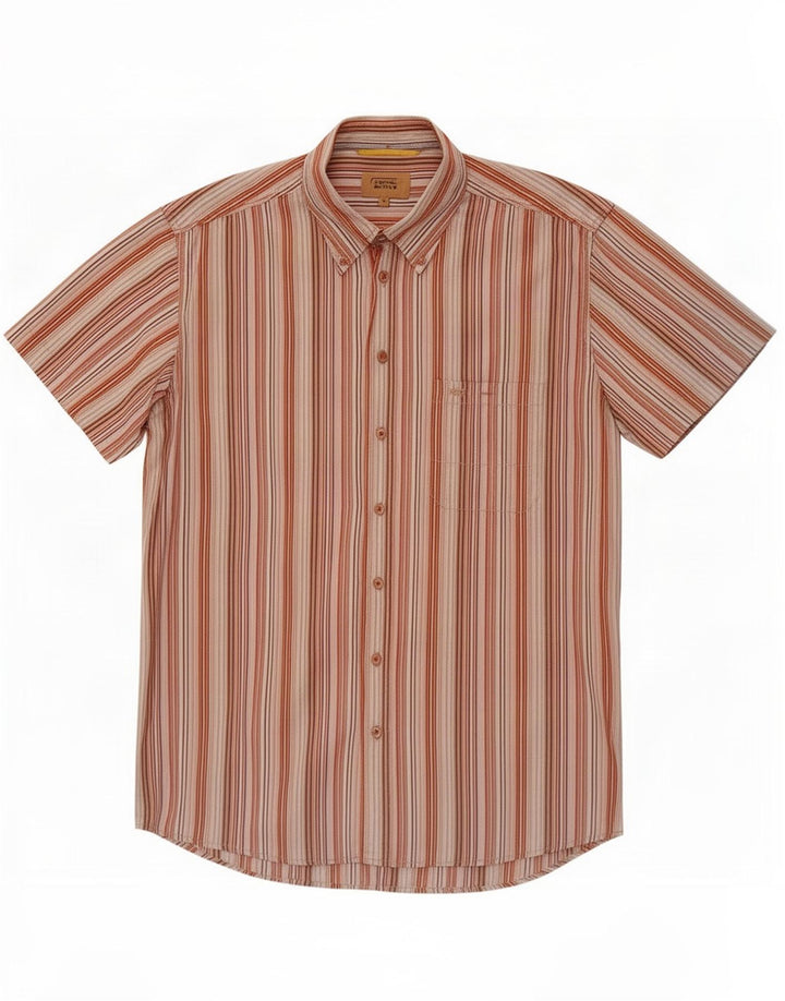 camisa masculina de manga curta Camel Active médio algodão listrado multicolorido