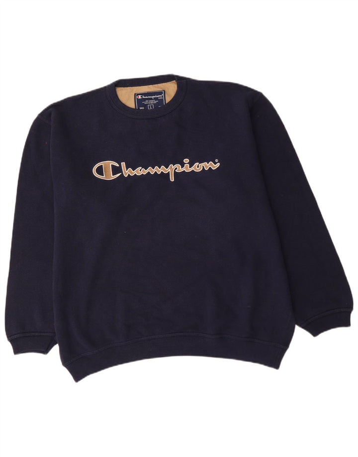 Champion moletom masculino gráfico jumper grande algodão azul marinho