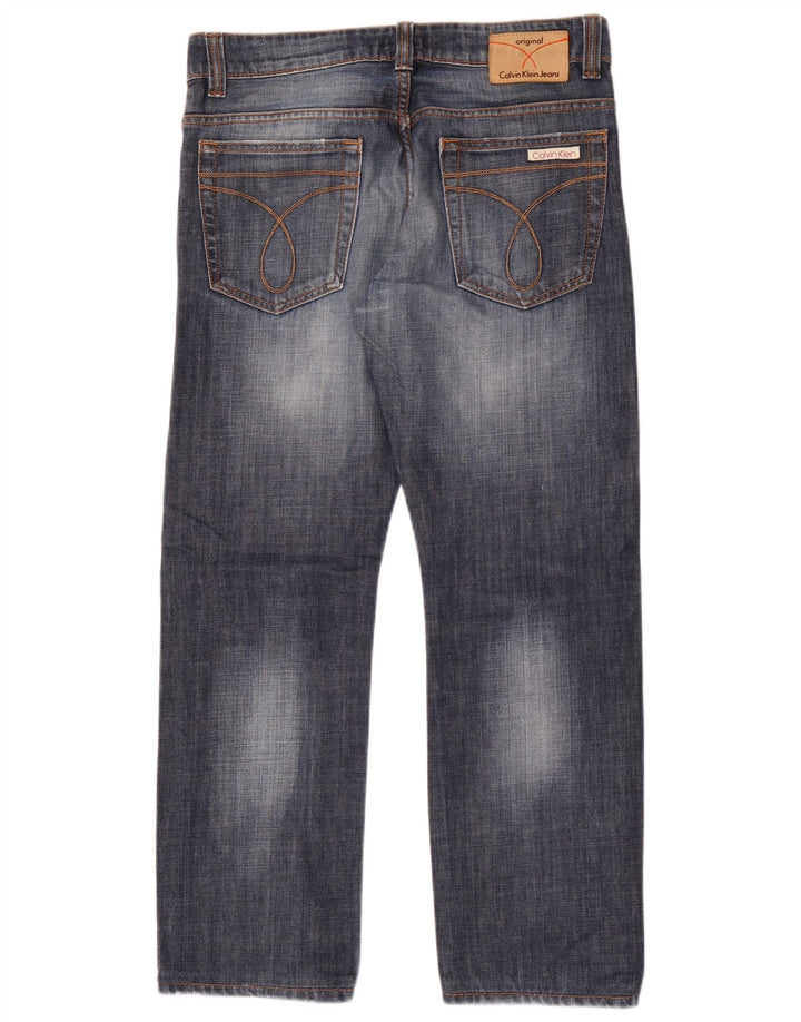Calça jeans reta feminina Calvin Klein W30 L29 algodão azul