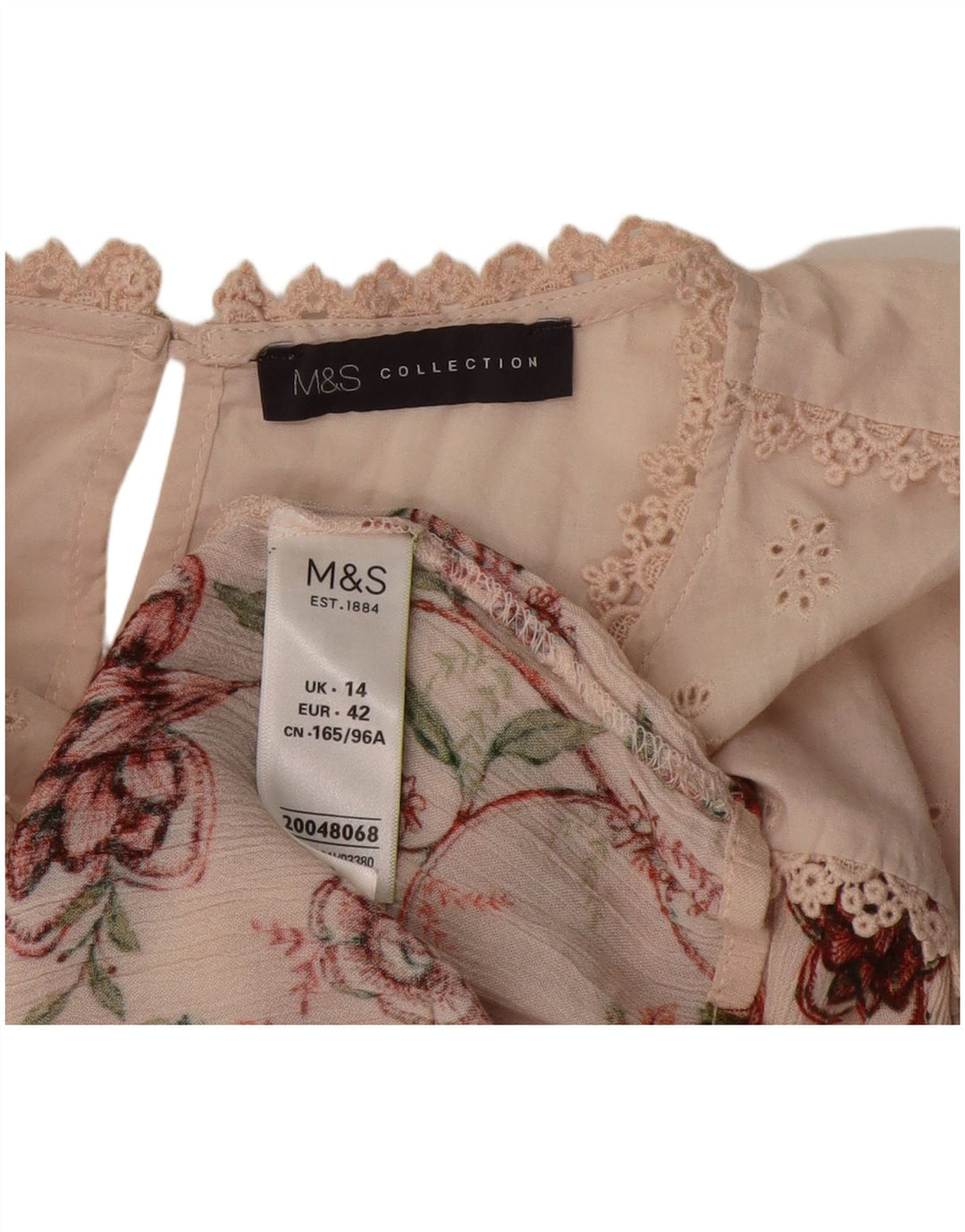 Blusa feminina Marks & Spencer UK 14 viscose floral rosa médio