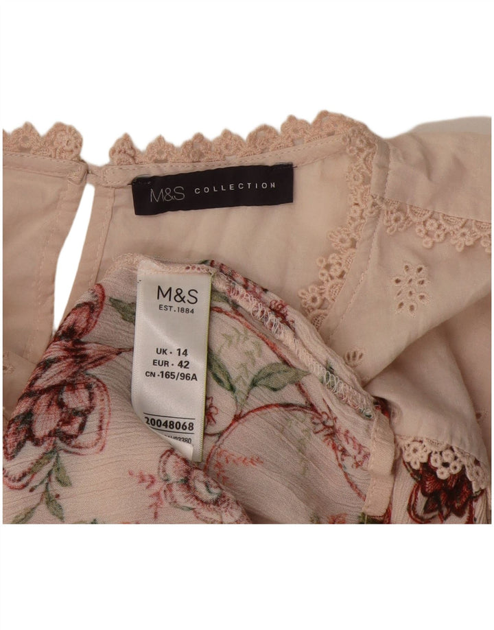 Blusa feminina Marks & Spencer UK 14 viscose floral rosa médio