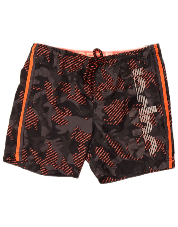 Superdry Shorts de natação masculino gráfico grande poliéster camuflado cinza