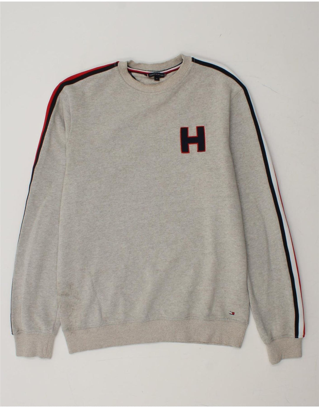 Suéter gráfico masculino TOMMY HILFIGER com bloco colorido cinza médio