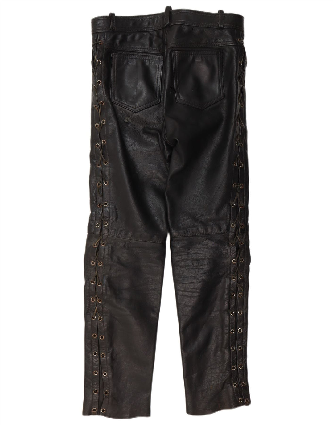 Calça masculina de couro reta VINTAGE W30 L30 preta