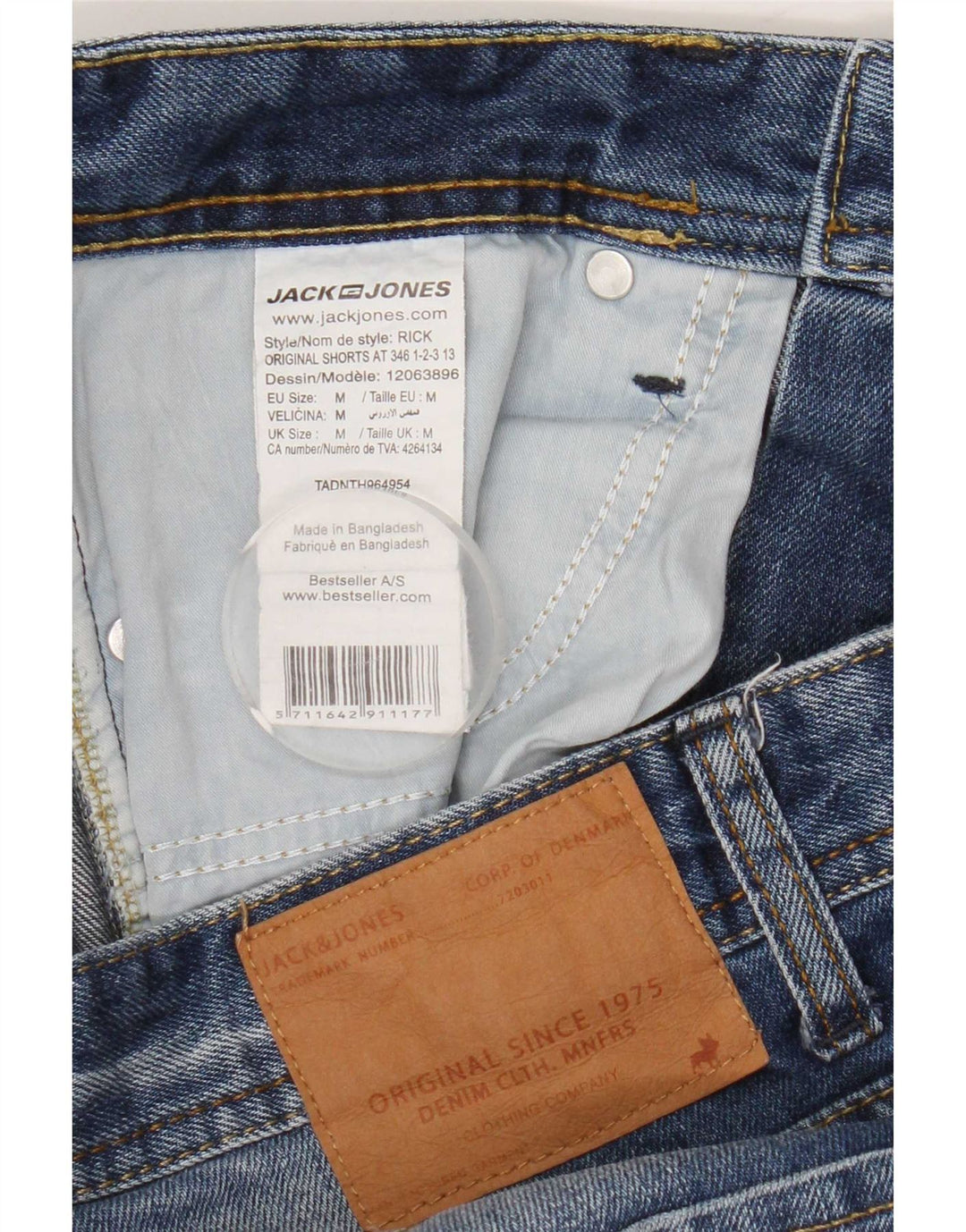 Shorts jeans masculino Jack & Jones médio W32 algodão azul