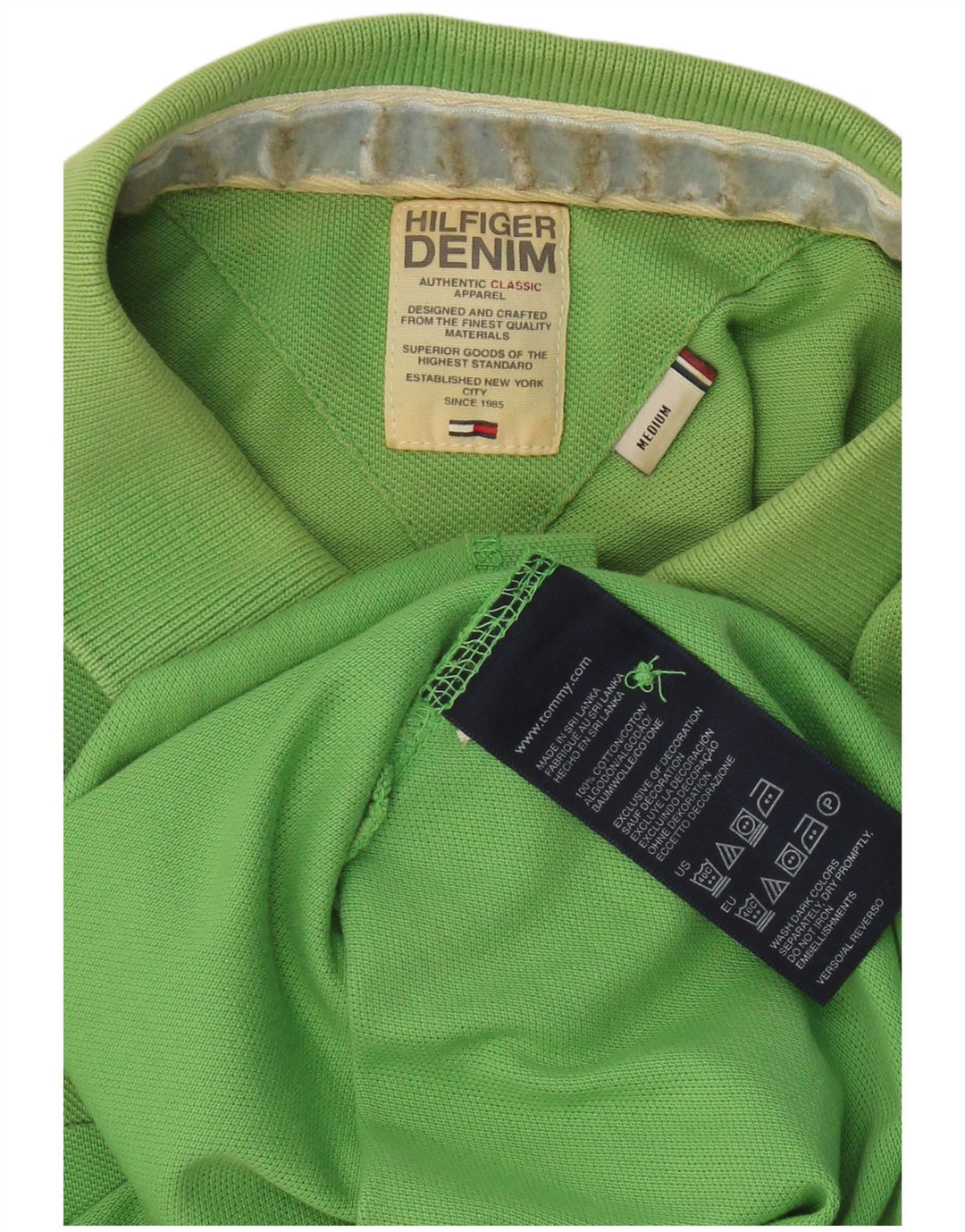 Camisa polo masculina TOMMY HILFIGER algodão verde médio