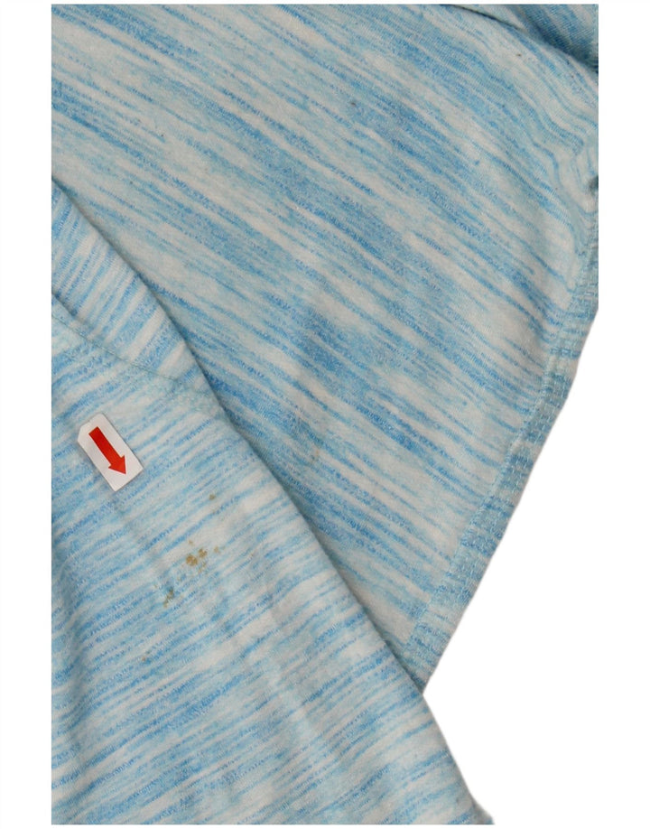 CHAMPION moletom feminino jumper UK 14 rayon manchado azul médio