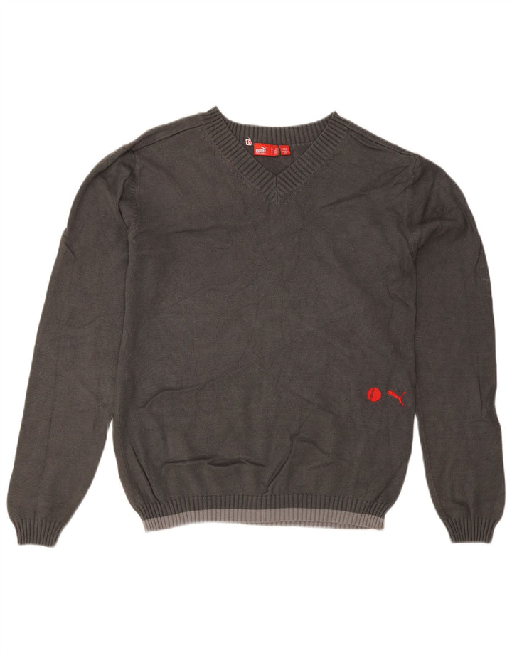 Suéter masculino Puma com decote em V e viscose cinza médio