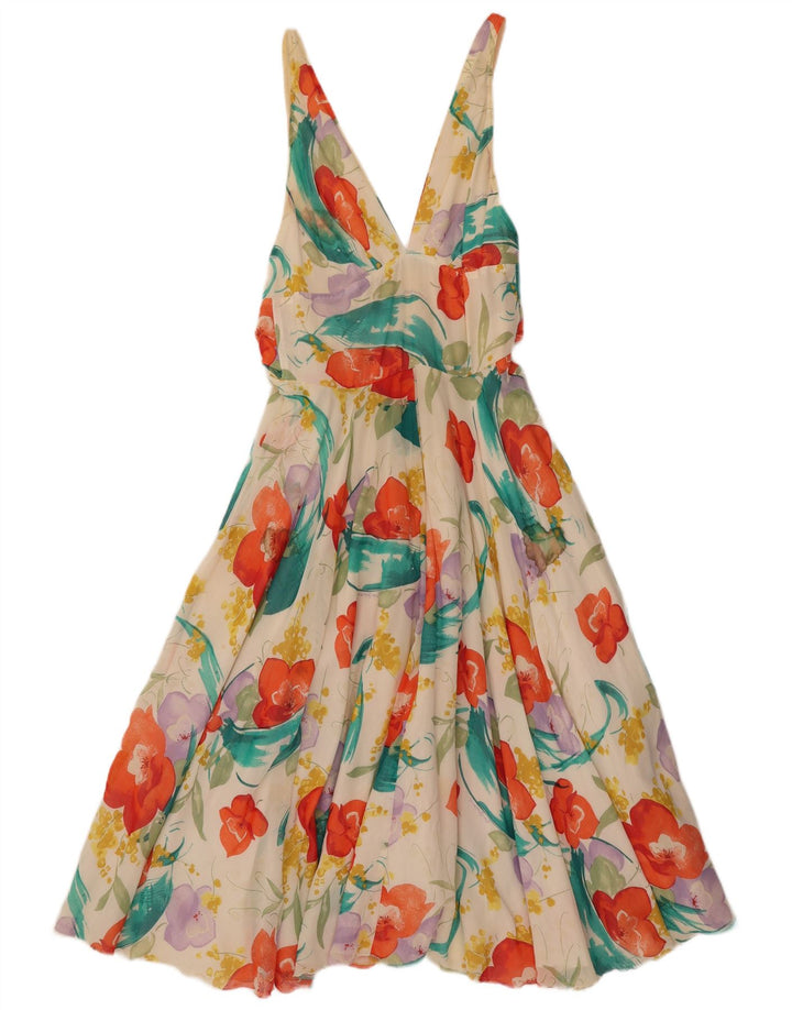 Vestido de verão feminino vintage IT 42 algodão floral multicolorido médio