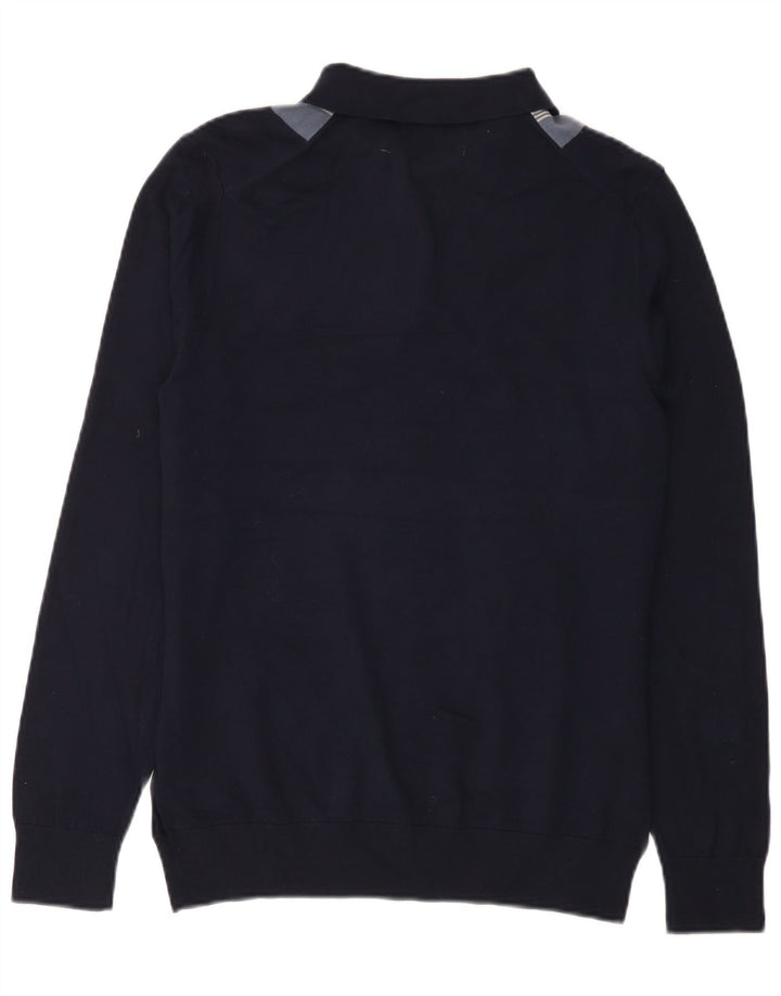 Suéter masculino Marks & Spencer com gola polo pequeno bloco colorido azul marinho