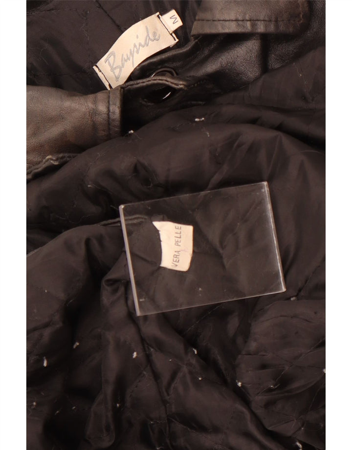 Casaco de couro feminino Bayside UK 12 couro preto médio