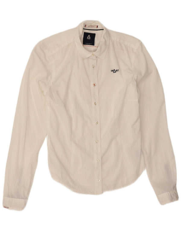 Camisa feminina Gaastra UK 10 pequena algodão branco