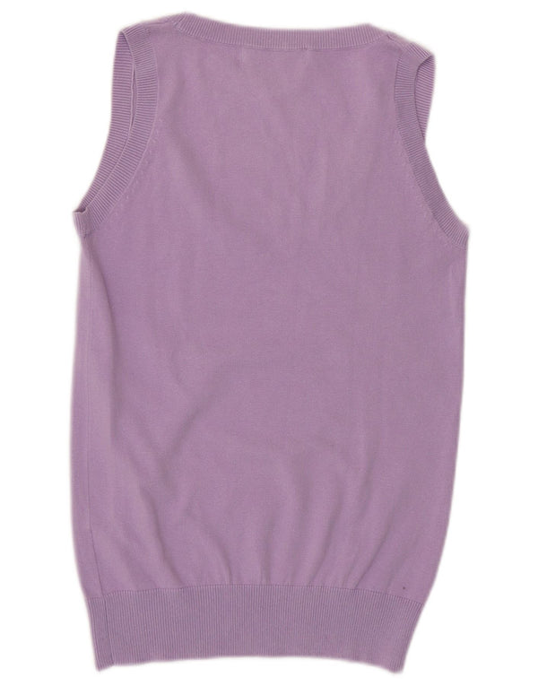 ZARA Womens Vest Tank Top UK 14 Médio Algodão Roxo