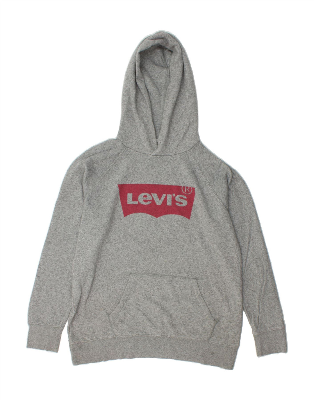 LEVI'S Mens Loose Fit Graphic Hoodie Jumper Small Grey Flecked Cotton Vintage Levi's and Second-Hand Levi's from Messina Hembry 