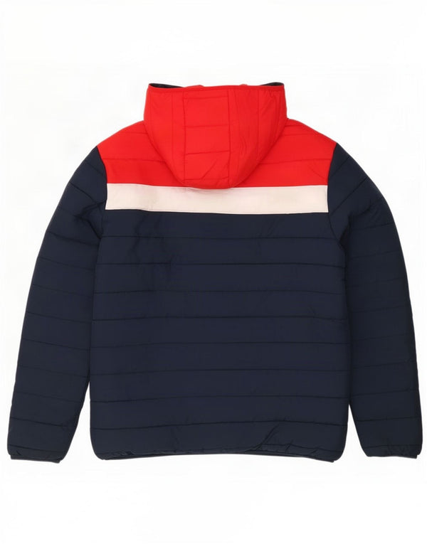 Jaqueta masculina acolchoada com capuz Jack & Jones UK 42 XL azul marinho colorblock